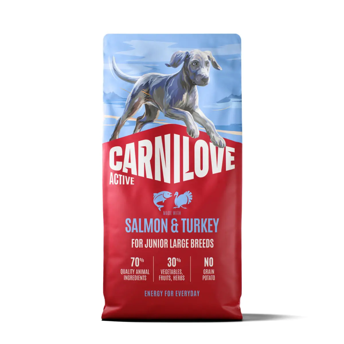 CARNILOVE Active Junior Large Breeds, L-XL, Somon si Curcan, hrana uscata fara cereale caini junior, 12kg
