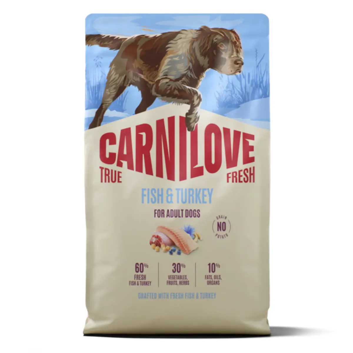 CARNILOVE True Fresh, XS-XL, Peste si Curcan, hrana uscata fara cereale caini, 4kg