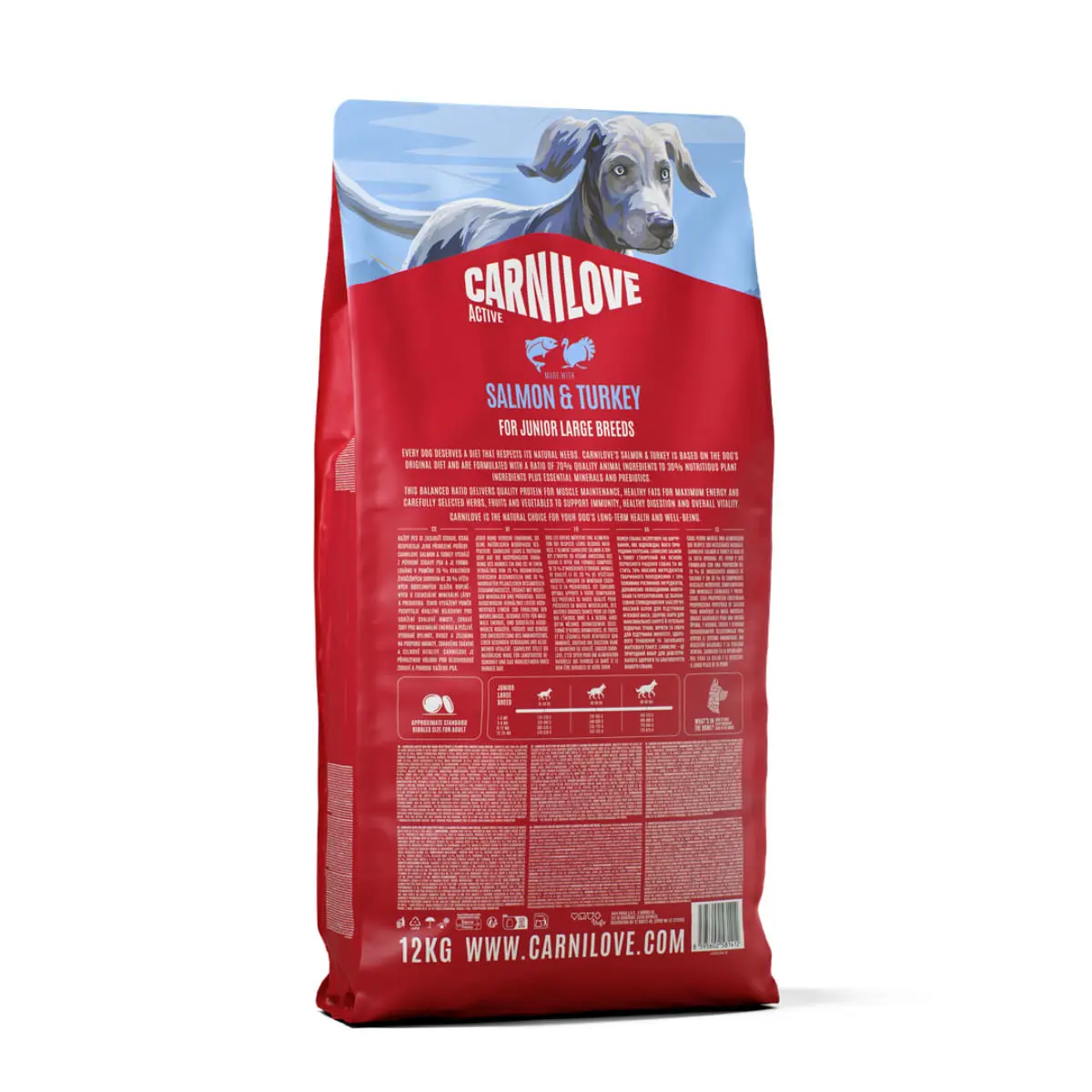 CARNILOVE Active Junior Large Breeds, L-XL, Somon si Curcan, hrana uscata fara cereale caini junior, 12kg - Image 4