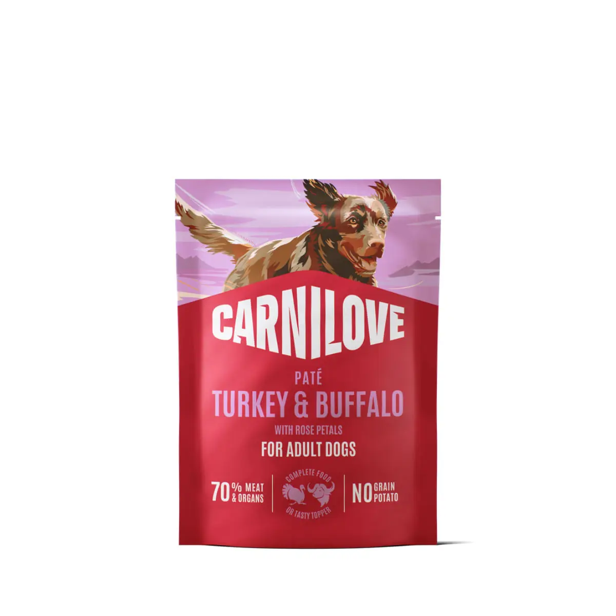 CARNILOVE, XS-XL, Curcan si Bizon, plic hrana umeda fara cereale caini, (pate), 300g