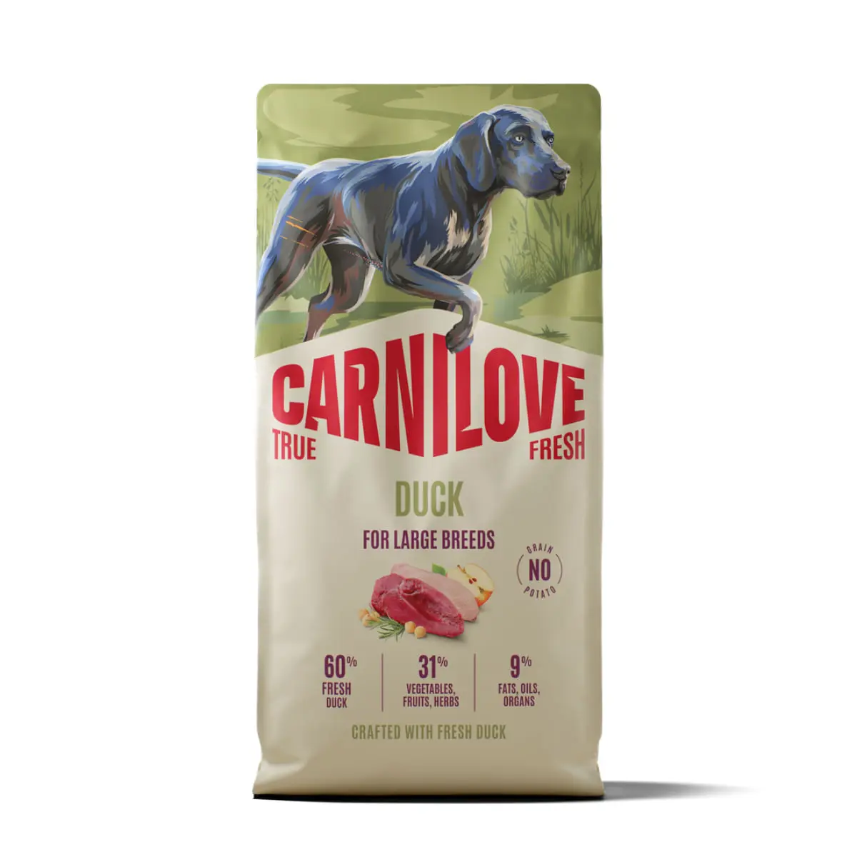 CARNILOVE True Fresh Large Breeds, L-XL, Rata, hrana uscata fara cereale caini, 12kg