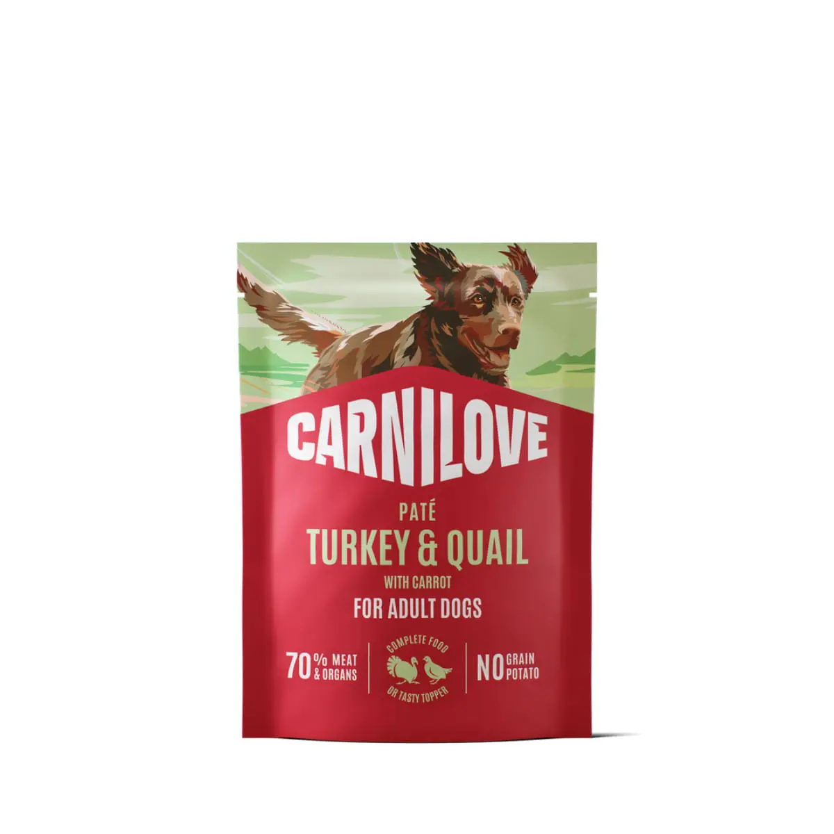 CARNILOVE, XS-XL, Curcan si Prepelita, plic hrana umeda fara cereale caini, (pate), 300g