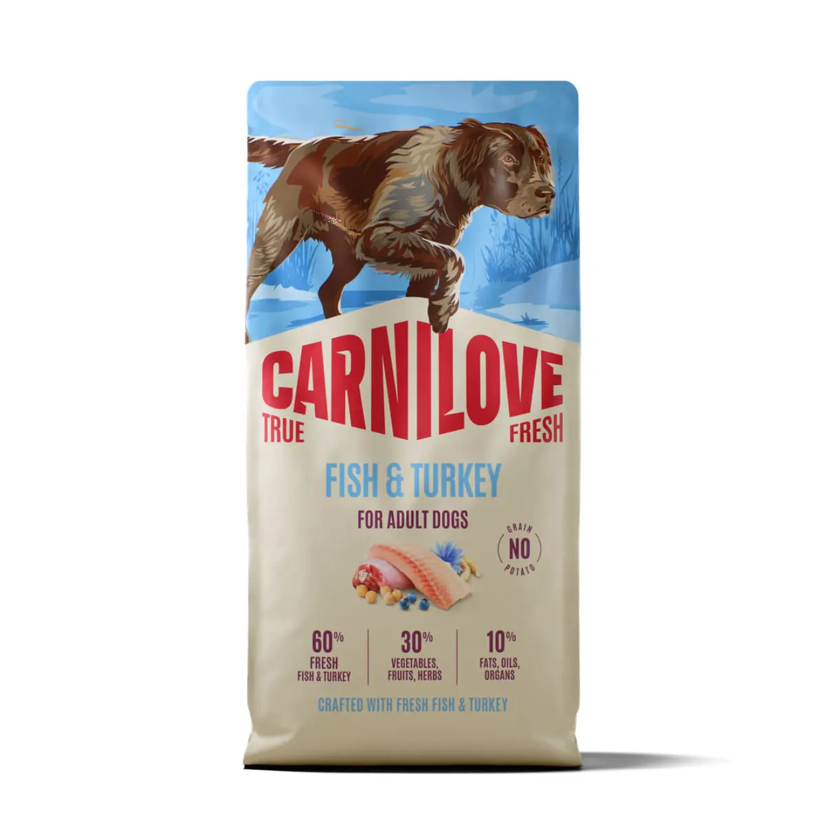 CARNILOVE True Fresh, XS-XL, Peste si Curcan, hrana uscata fara cereale caini, 12kg