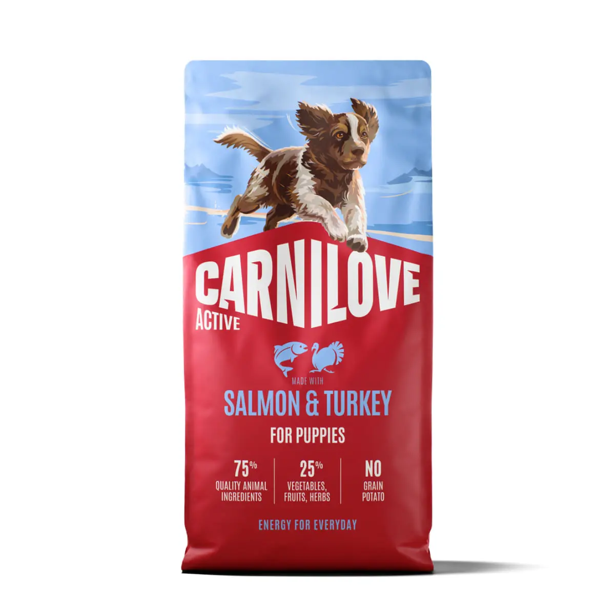 CARNILOVE Active Puppies, XS-XL, Somon si Curcan, hrana uscata fara cereale caini junior, 12kg