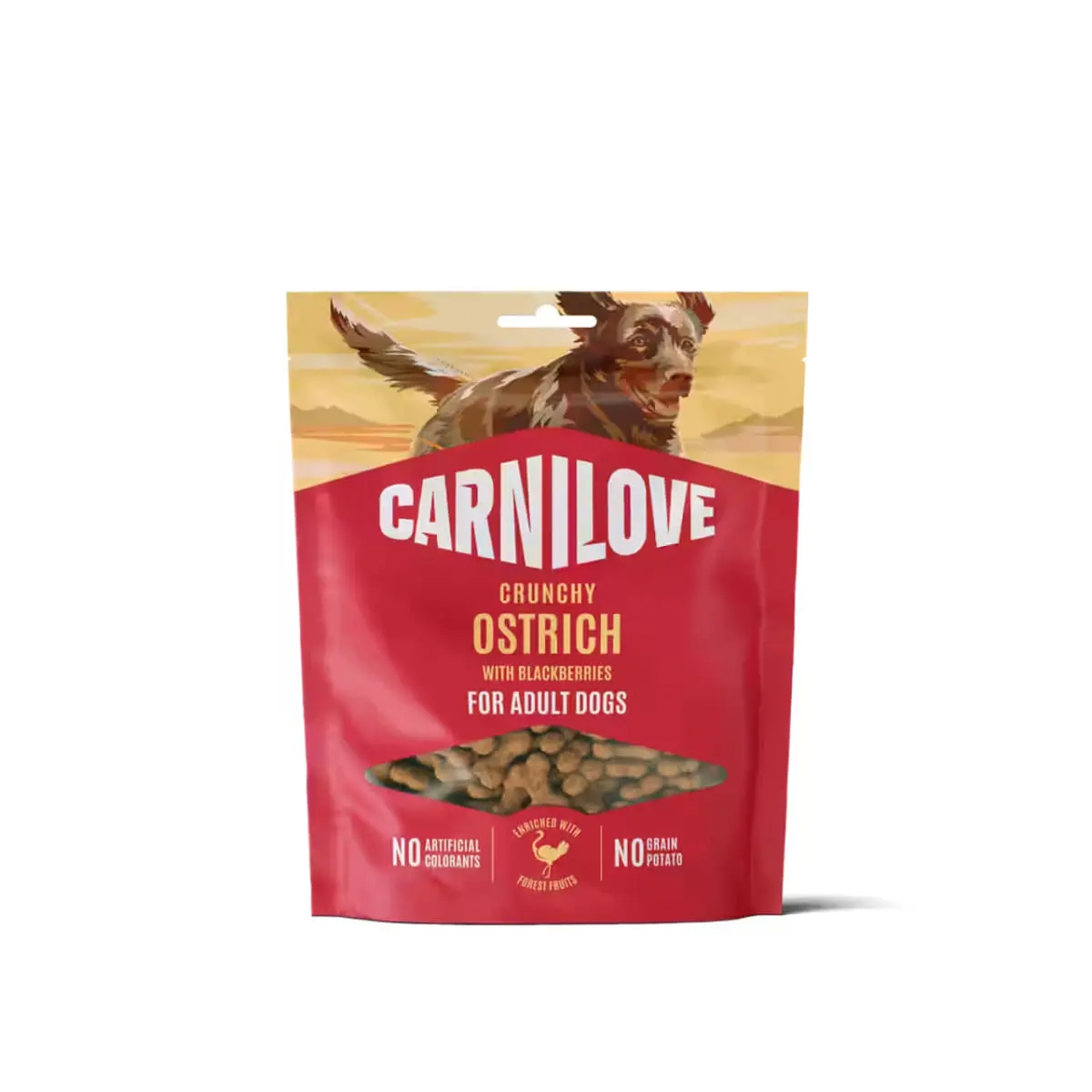 CARNILOVE Crunchy, XS-XL, Strut si Afine, punguta recompense fara cereale caini, 200g - Image 2