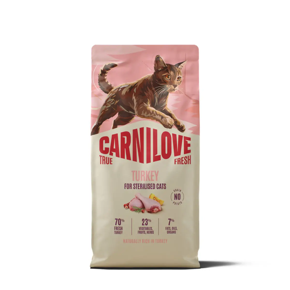 CARNILOVE True Fresh Sterilised, Curcan, hrana uscata fara cereale pisici sterilizate, 2kg - Image 2