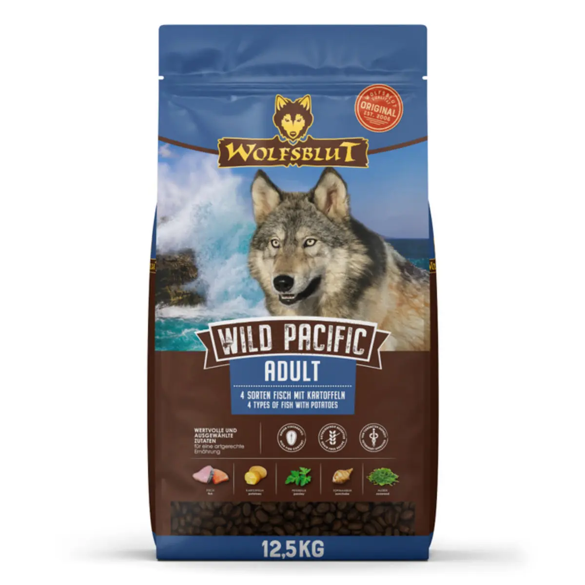 WOLFSBLUT Wild Pacific, XS-XL, Peste, hrana uscata fara cereale caini, 12.5kg