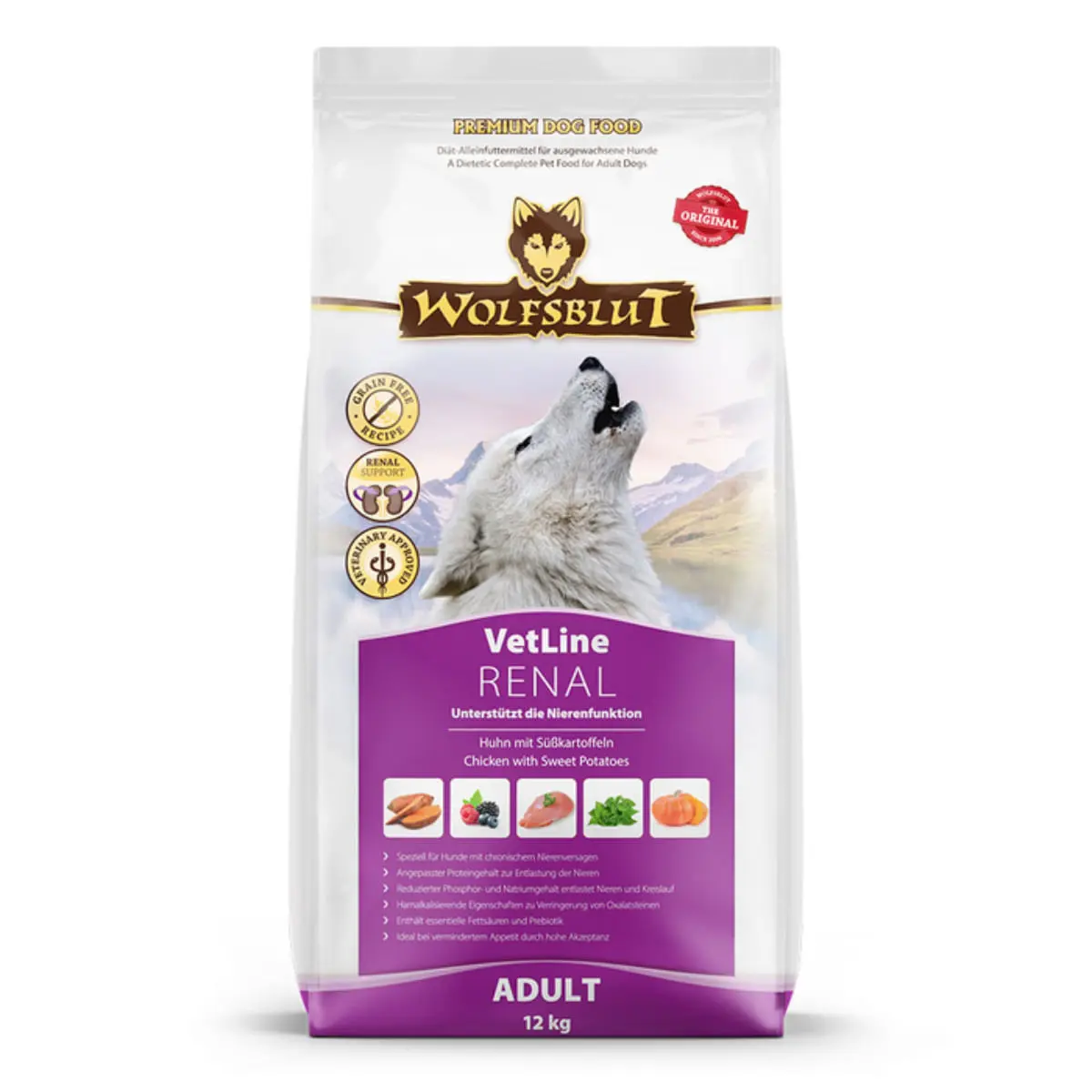 WOLFSBLUT VetLine Renal, XS-XL, Pui, dieta veterinara, hrana uscata caini, sistem renal, 12kg - Image 2