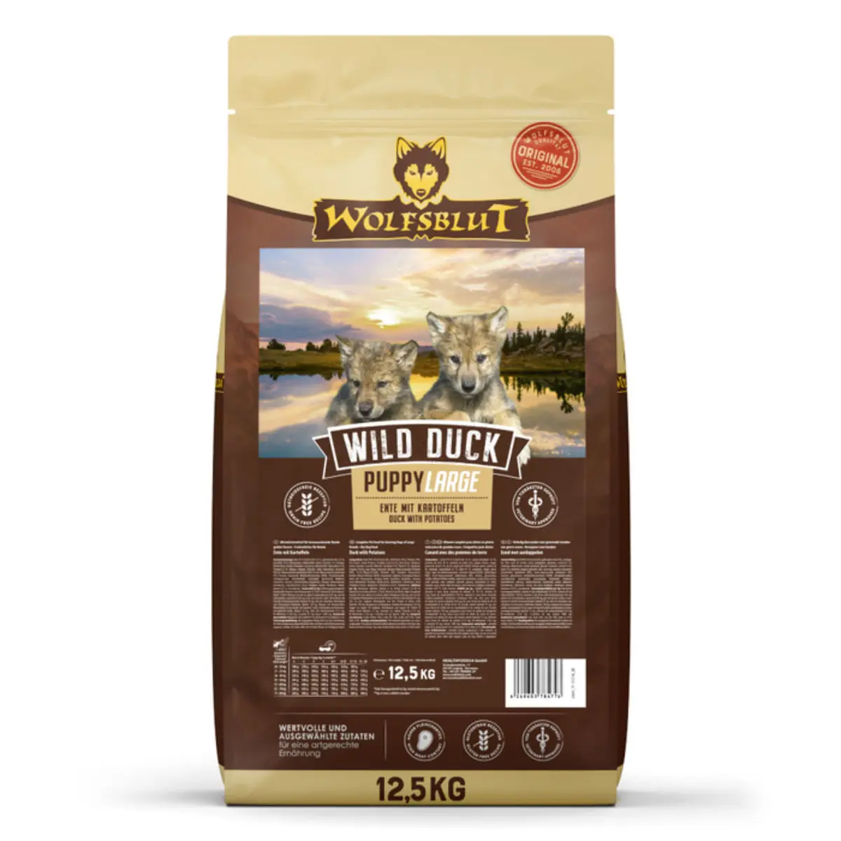 WOLFSBLUT Wild Duck Puppy Large, L-XL, Rata, hrana uscata fara cereale caini junior, 12.5kg - Image 2