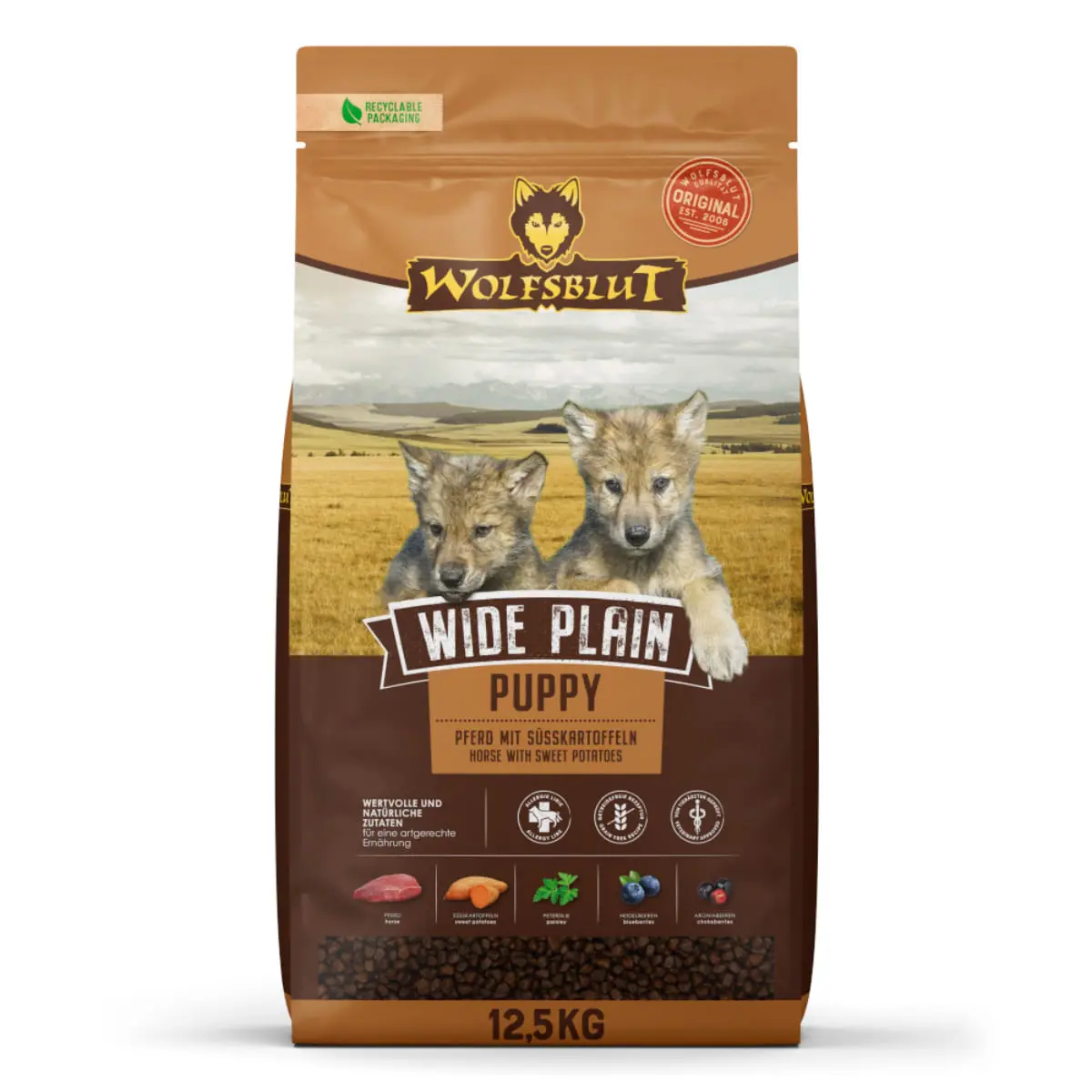 WOLFSBLUT Wide Plain Puppy, XS-XL, Cal, hrana uscata fara cereale caini junior, 12.5kg