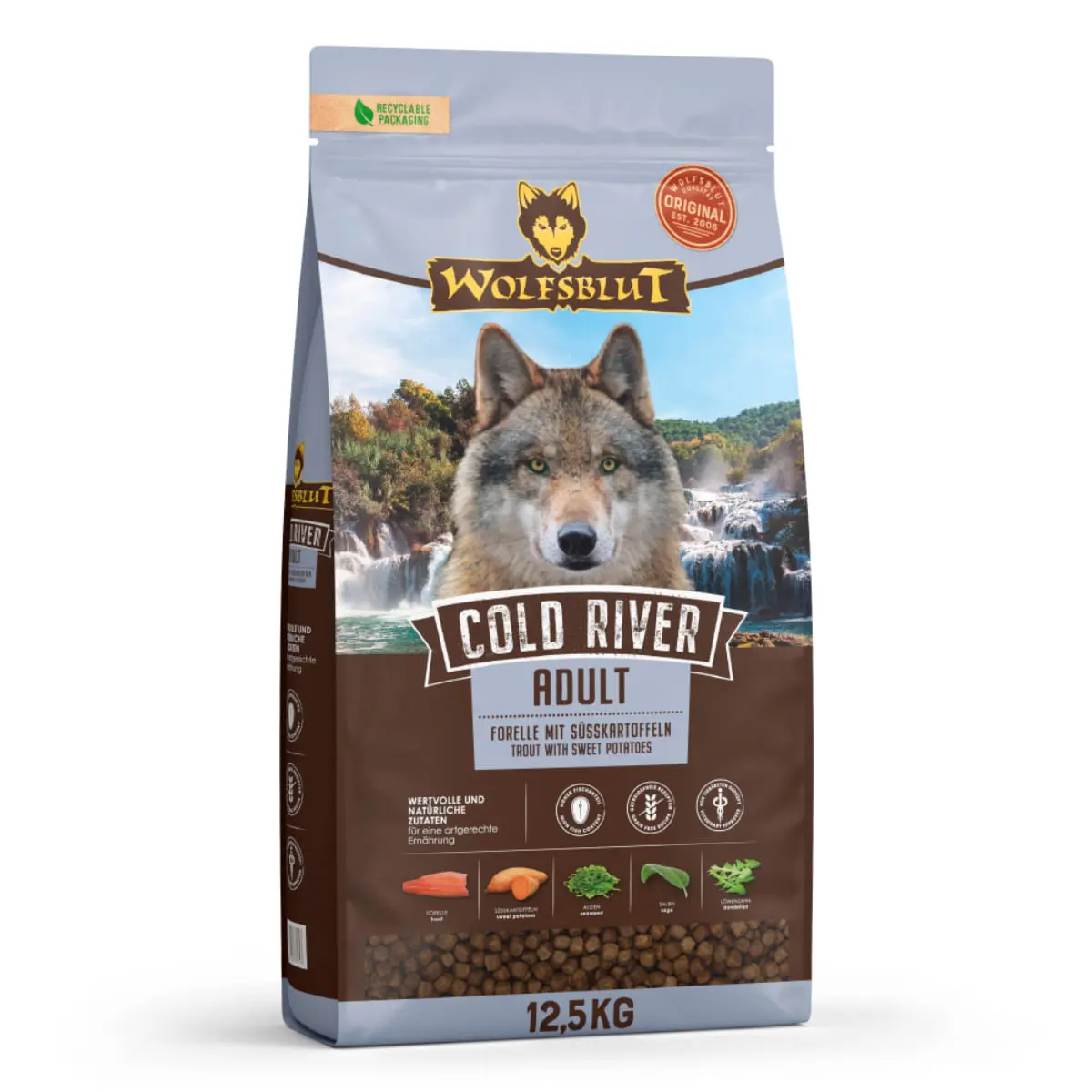WOLFSBLUT Cold River, XS-XL, Cod, hrana uscata fara cereale caini, 12.5kg