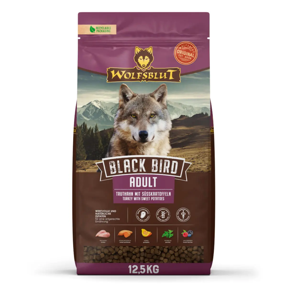 WOLFSBLUT Black Bird, XS-XL, Curcan, hrana uscata fara cereale caini, 12.5kg - Image 2