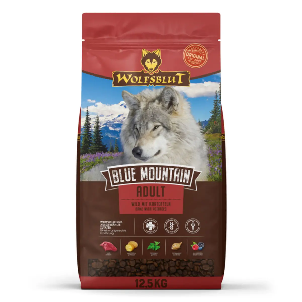 WOLFSBLUT Blue Mountain XS-XL, Caprioara, hrana uscata fara cereale caini, 12.5kg