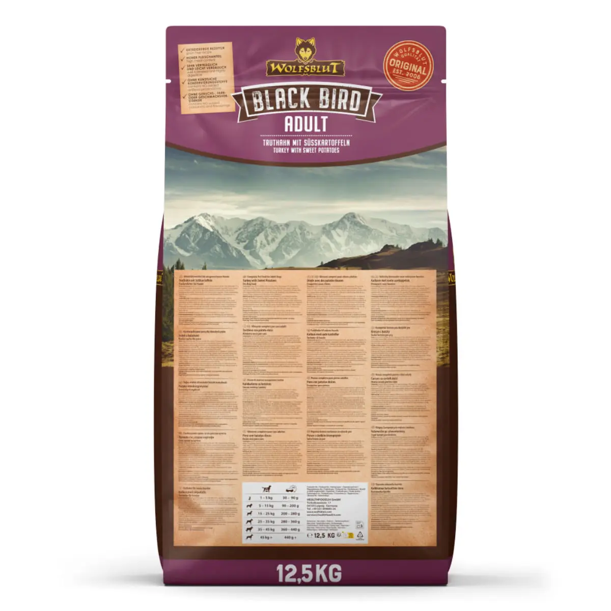 WOLFSBLUT Black Bird, XS-XL, Curcan, hrana uscata fara cereale caini, 12.5kg - Image 3