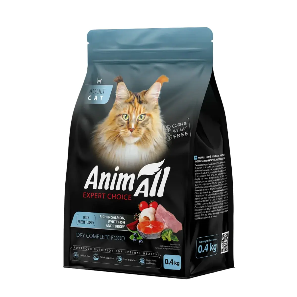 ANIMALL, Somon si Curcan, hrana uscata pisici, 400g