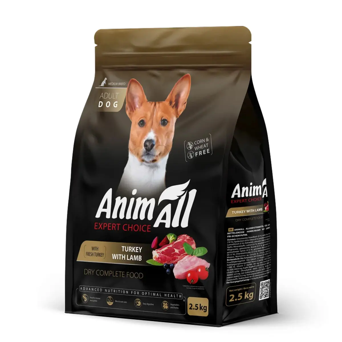ANIMALL Medium Breed, M, Curcan si Miel, hrana uscata caini, 2.5kg