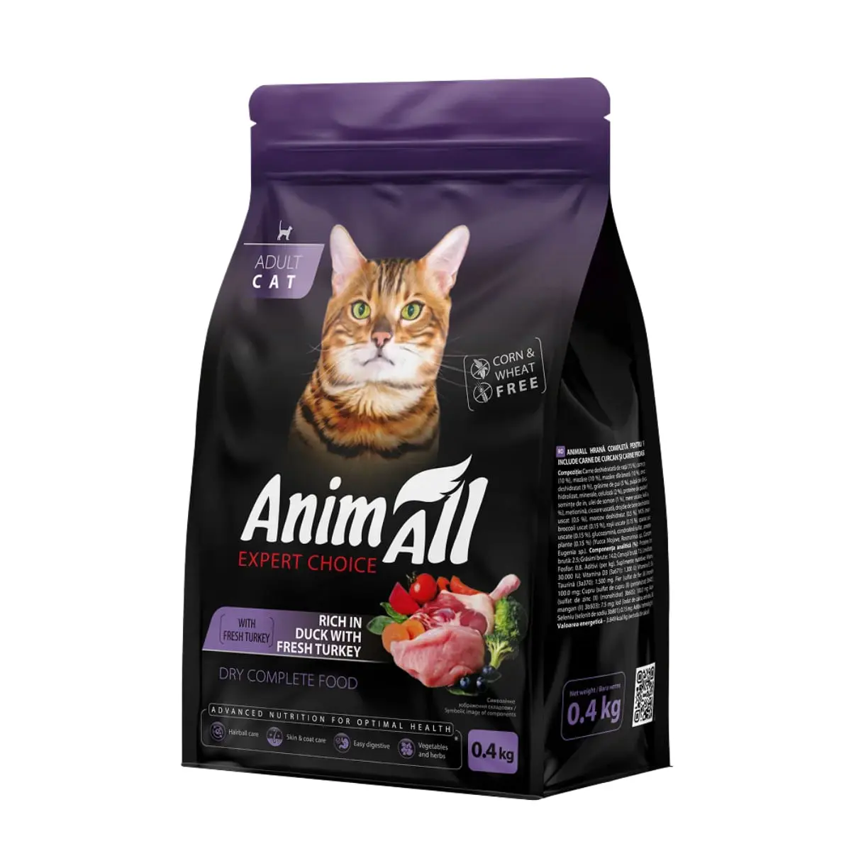 ANIMALL, Curcan si Rata, hrana uscata pisici, 400g