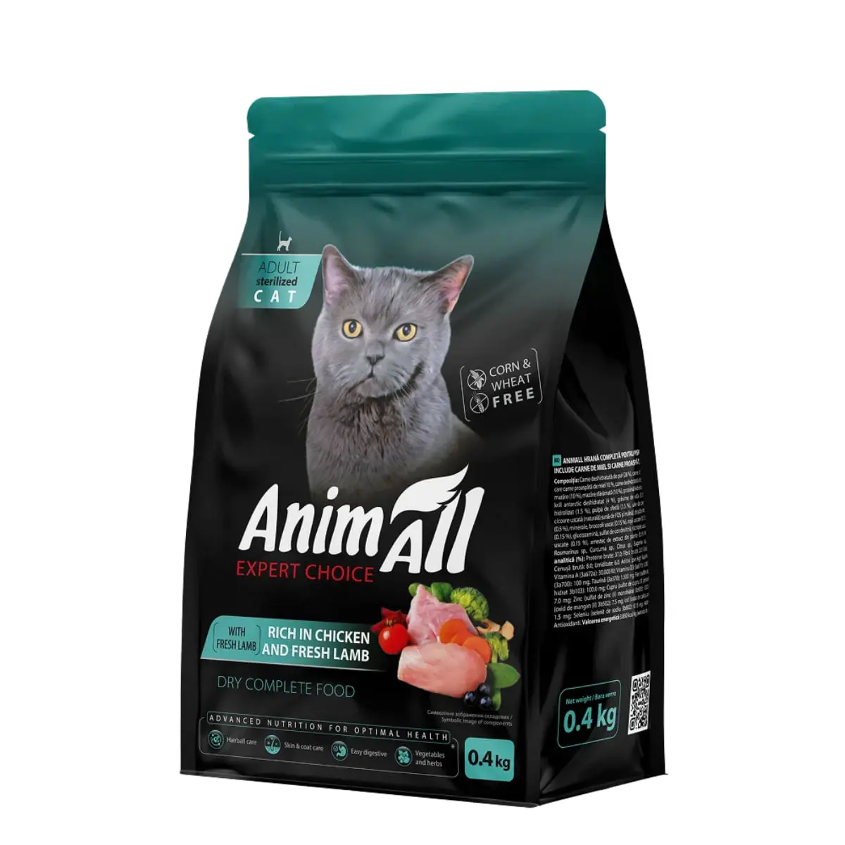 ANIMALL Adult Sterilised, Miel si Pui, hrana uscata pisici sterilizate, 12kg
