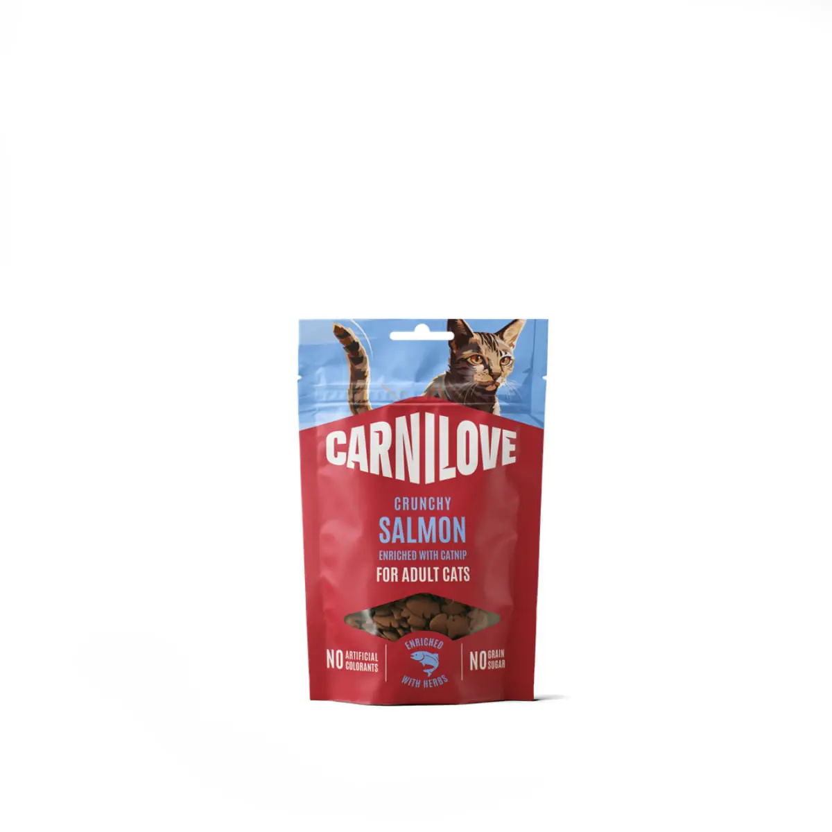 CARNILOVE Crunchy Snack, Somon si Catnip, punguta recompense fara cereale pisici, 50g