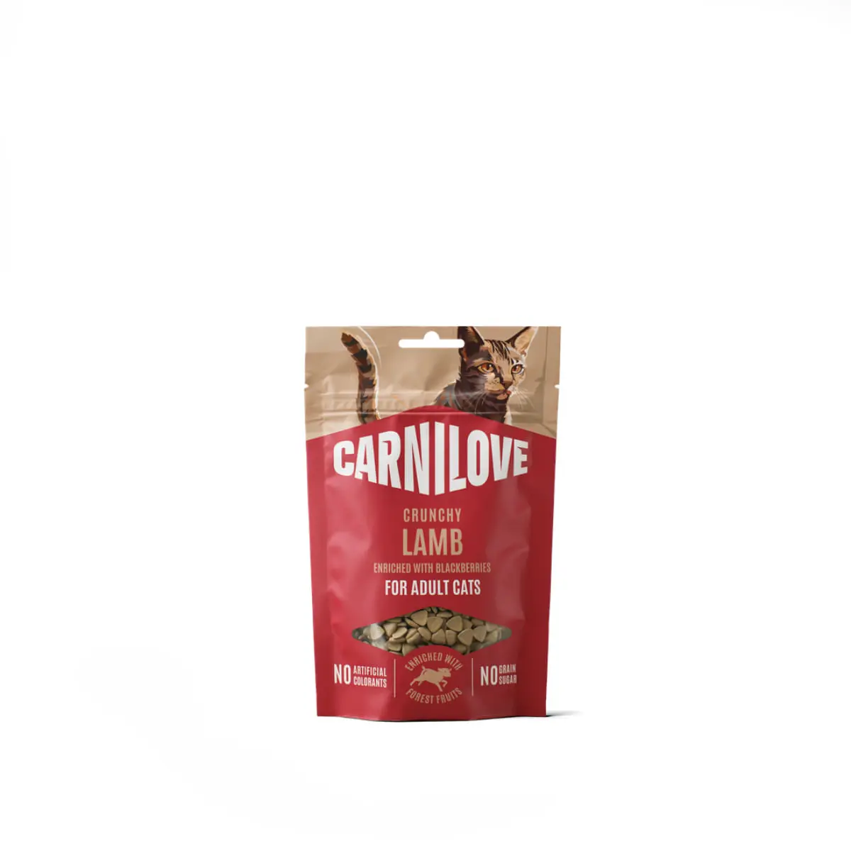 CARNILOVE Crunchy Snack, Miel si Afine, punguta recompense fara cereale pisici, 50g