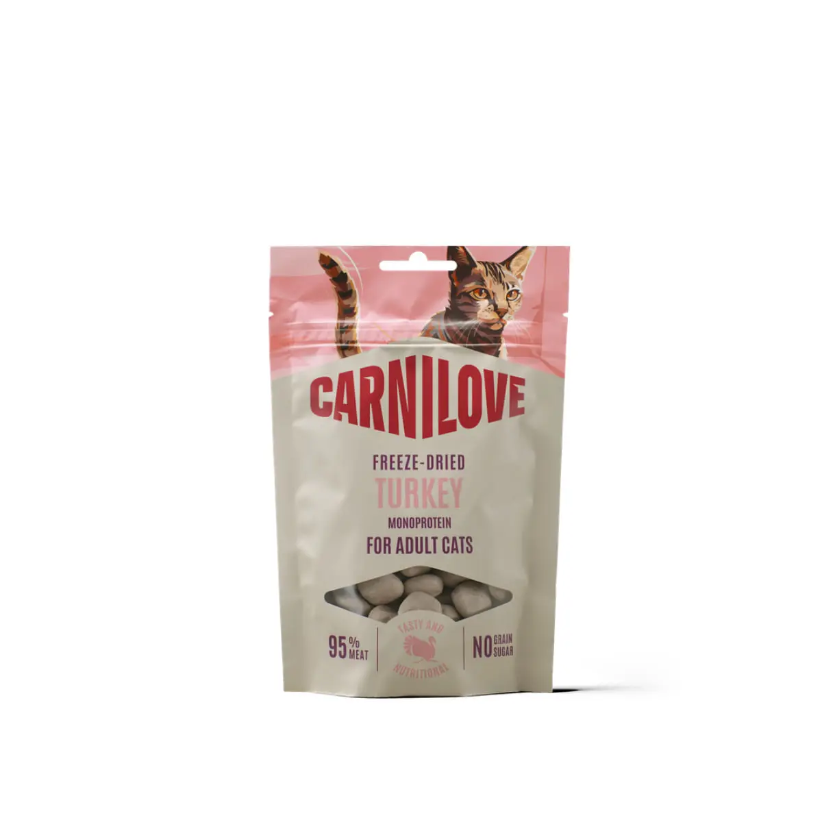 CARNILOVE Freeze Dried, Curcan si Catnip, punguta recompense monoproteice fara cereale pisici, deshidratat, 40g
