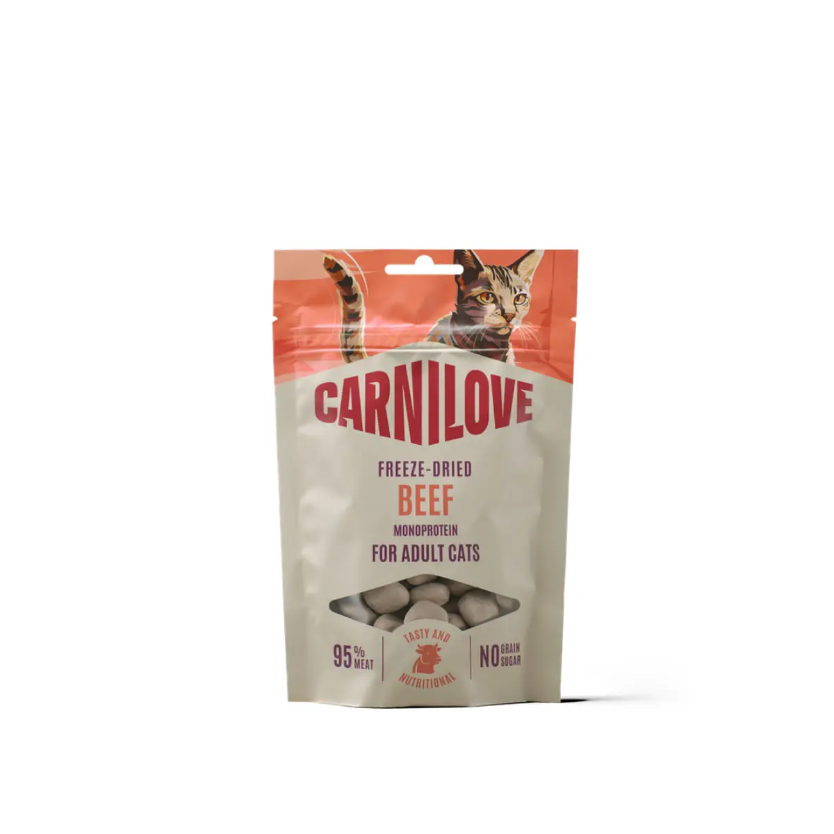 CARNILOVE Freeze Dried, Vita si Catnip, punguta recompense monoproteice fara cereale pisici, deshidratat, 40g